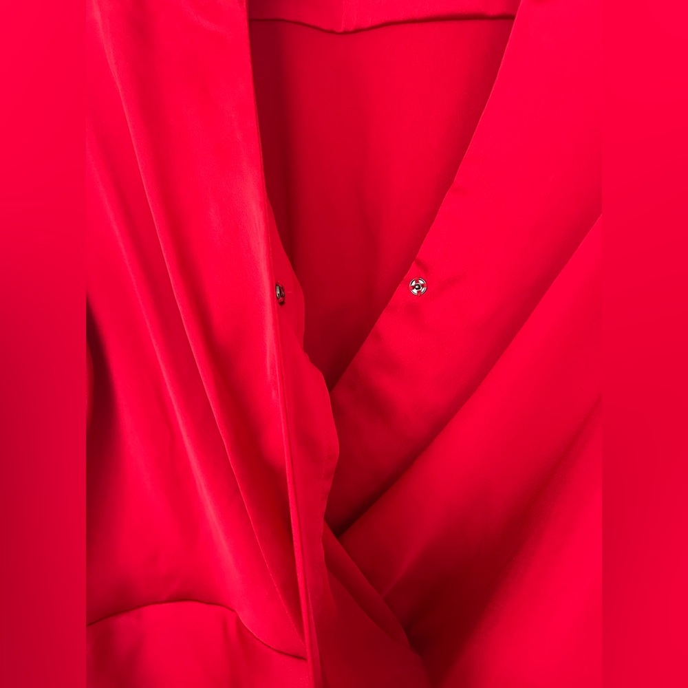 A New Day Women's Long Sleeve Red Satin Shirt Mini Dress Size Small - Picture 3 of 10